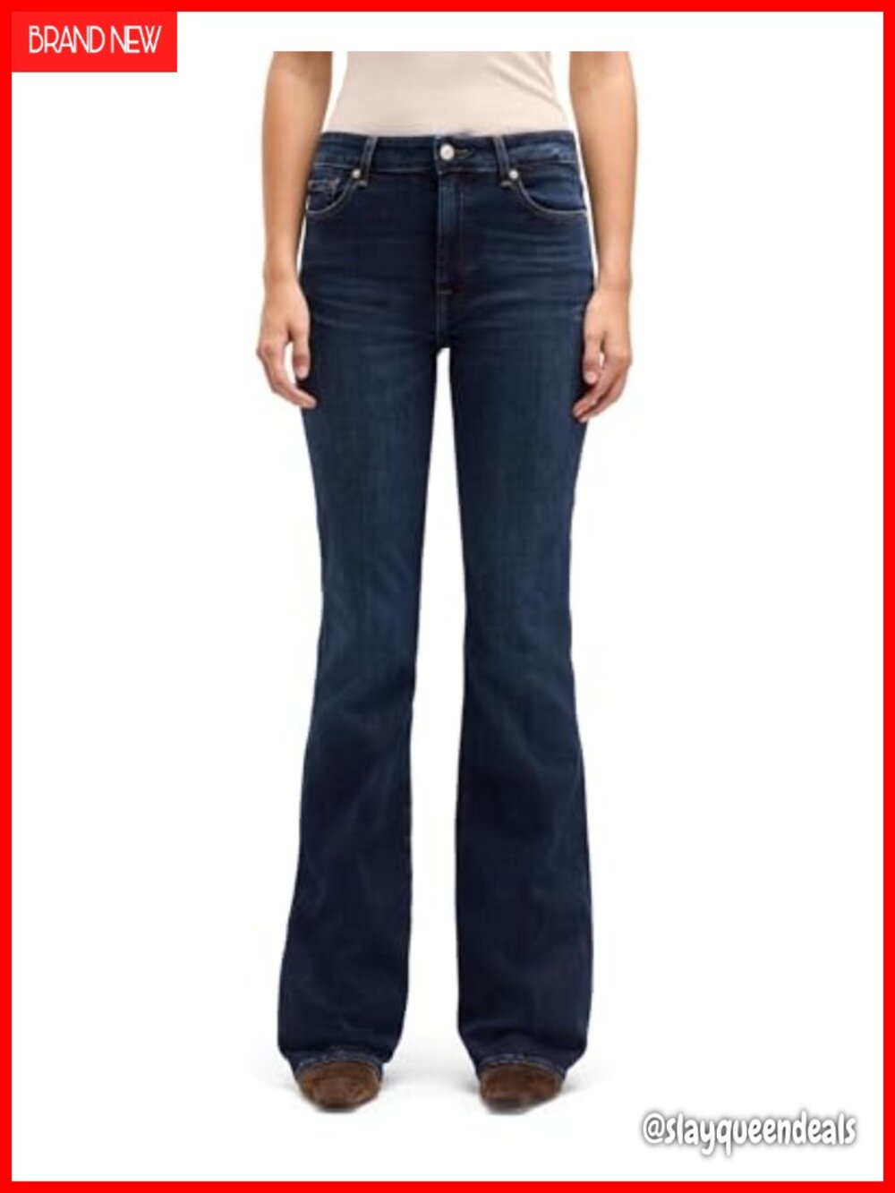Petite Slim Illusion Bootcut Jeans Mid Rise Zip Fly